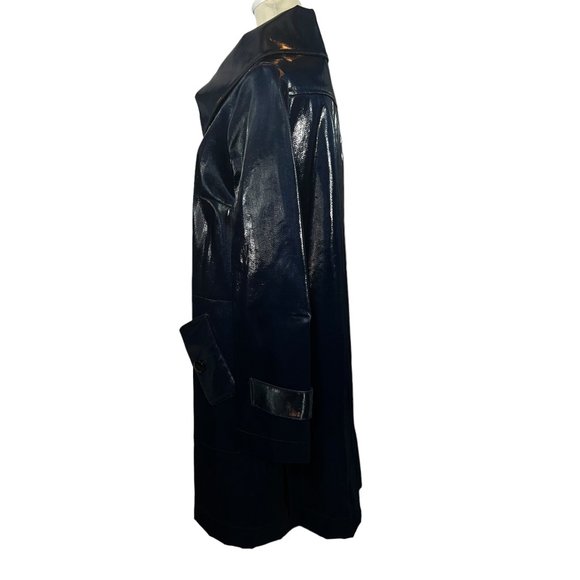 Show stopper! Per Se by Carlisle Blue Coated or Waxed Denim Topper Coat … - Picture 3 of 12